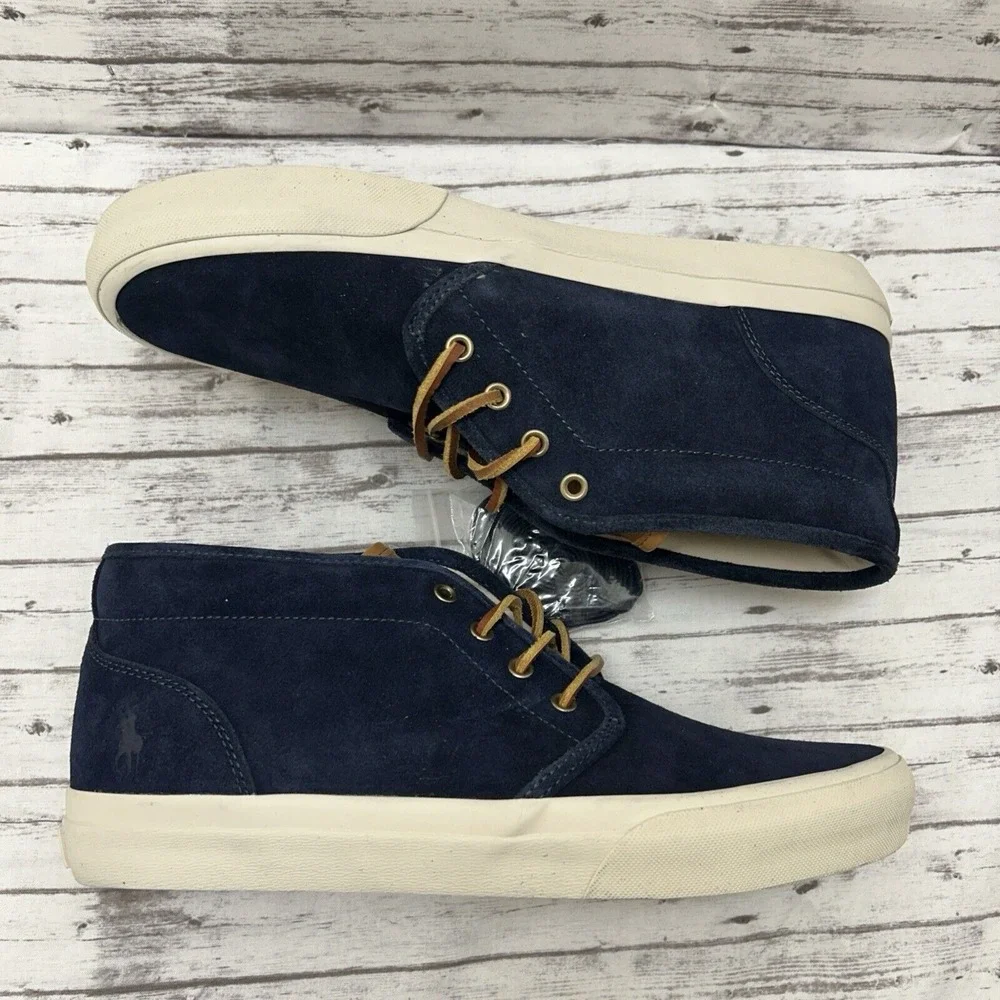 Polo Ralph Lauren Keaton Suede Chukka Boot Sneaker Men's 11.5 Navy Blue NWOB